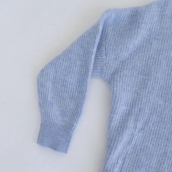Selected Femme Light Blue  Mockneck Drop Shoulder 39% Wool Sweater XS - Picture 8 of 12